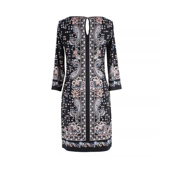 White House Black Market Paisley Print Three Quarter Sleeve Dress Size XXS - Picture 2 of 7